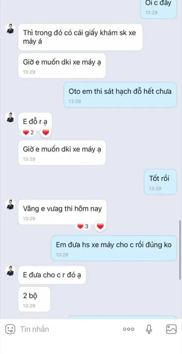 Tin nhắn học viên báo đậu