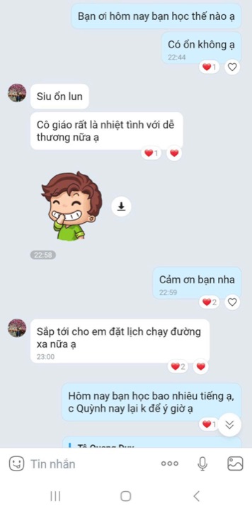 Tin nhắn học viên báo đậu