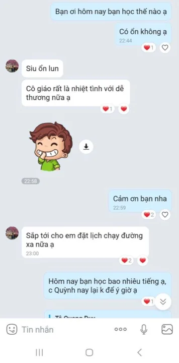 Tin nhắn học viên báo đậu
