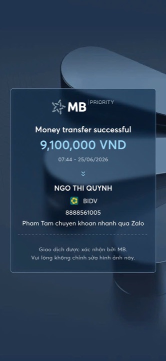 Học viên chuyển học phí cho cô Quỳnh