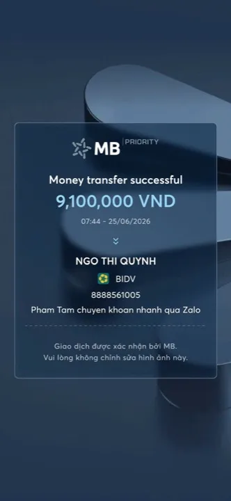 Học viên chuyển học phí cho cô Quỳnh