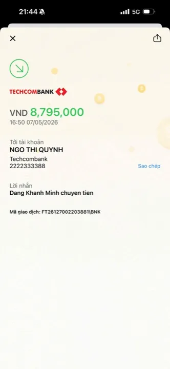 Học viên chuyển học phí cho cô Quỳnh