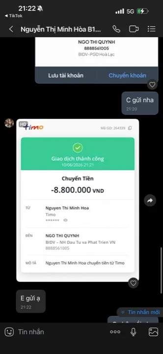 Học viên chuyển học phí cho cô Quỳnh
