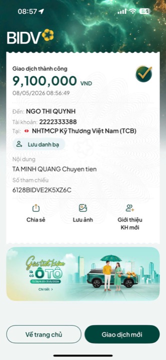 Học viên chuyển học phí cho cô Quỳnh