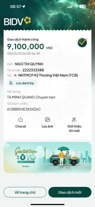 Học viên chuyển học phí cho cô Quỳnh
